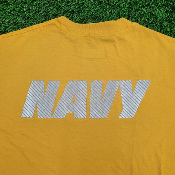 USN US Navy Shirt S/M 19x25 Yellow Spellout - Picture 12 of 13